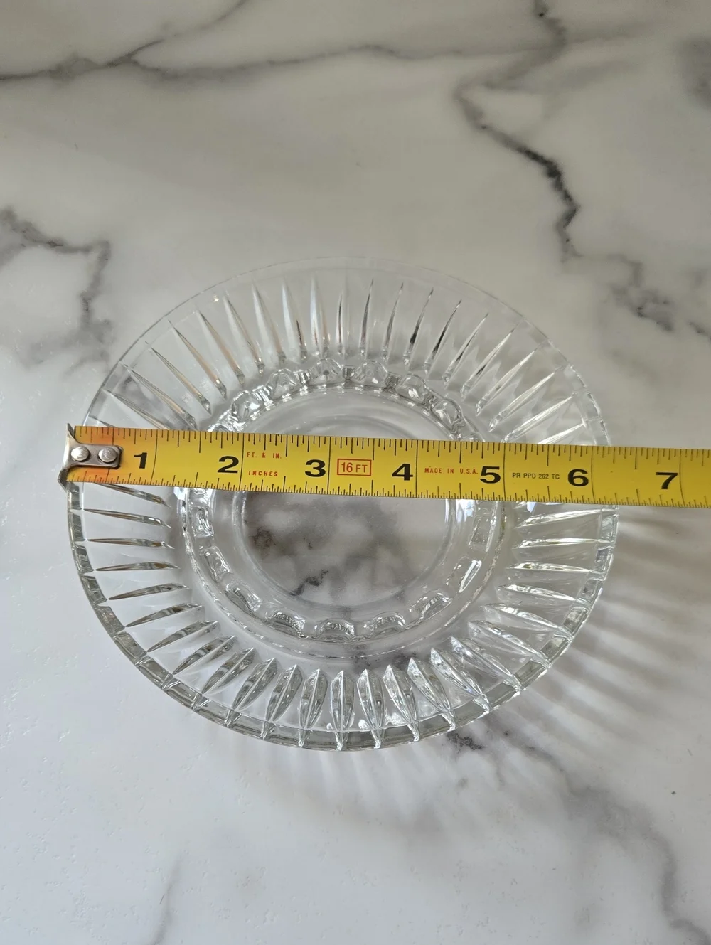 vintage mid-century pressed clear glass ashtray